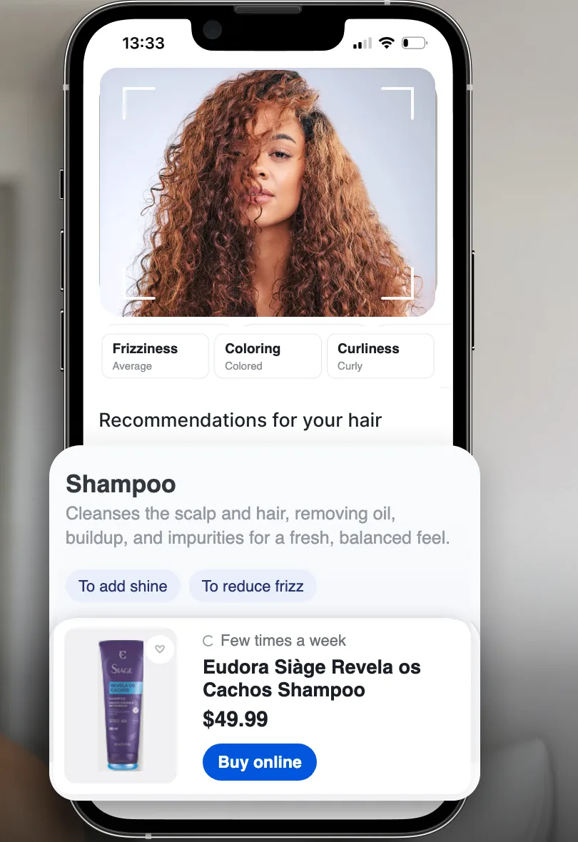 Personalized hair-care routine generated from the brand's catalog